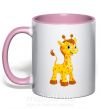 Чашка з кольоровою ручкою Малыш жираф Ніжно рожевий фото