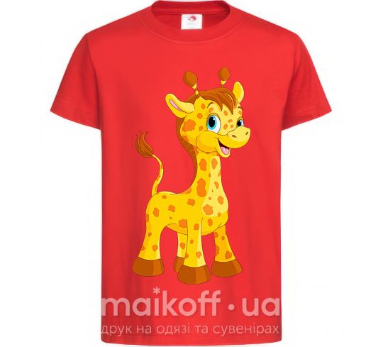 Детская футболка Малыш жираф Красный фото