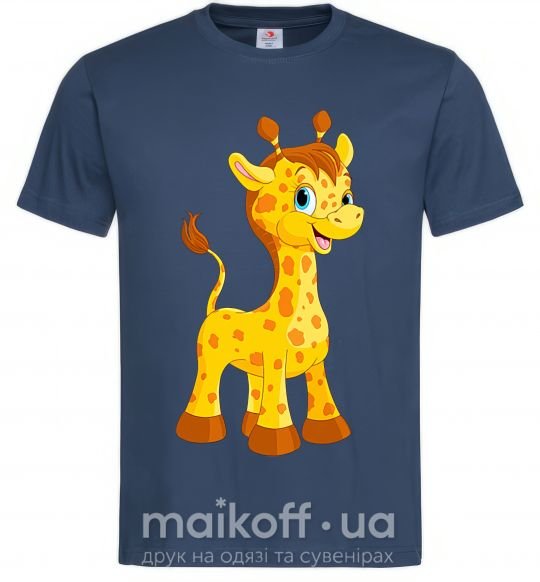 Мужская футболка Малыш жираф Темно-синий фото