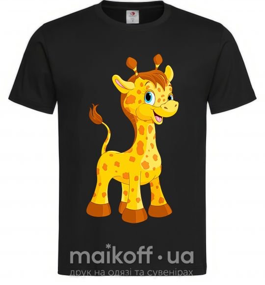 Мужская футболка Малыш жираф Черный фото