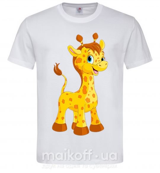 Мужская футболка Малыш жираф Белый фото