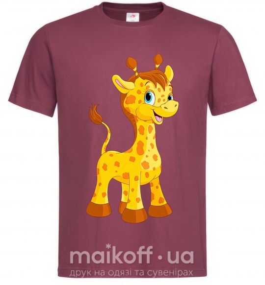 Мужская футболка Малыш жираф Бордовый фото