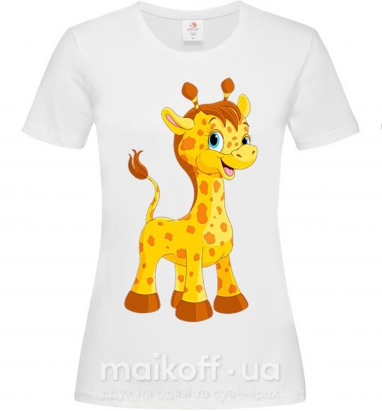 Женская футболка Малыш жираф Белый фото