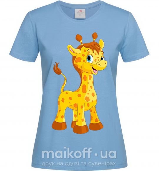 Жіноча футболка Малыш жираф Блакитний фото