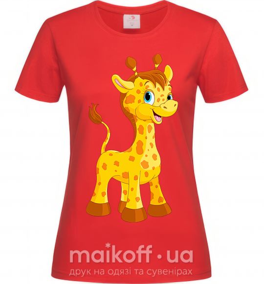 Женская футболка Малыш жираф Красный фото