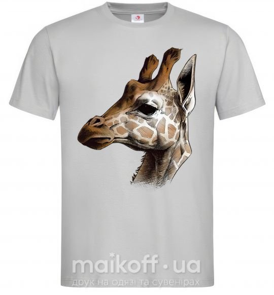 Мужская футболка Жираф карандашом Серый фото