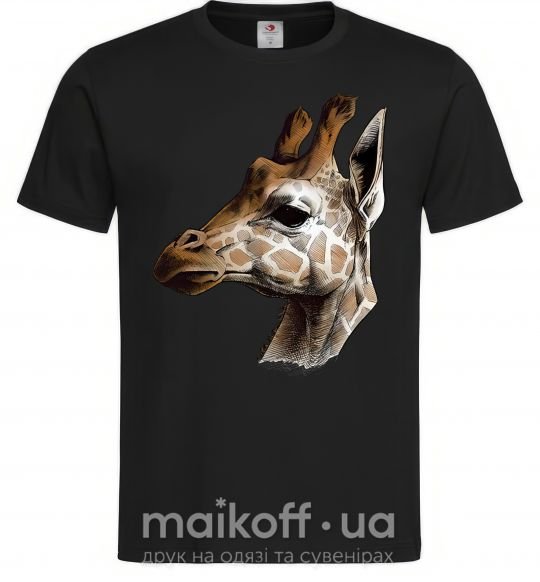 Мужская футболка Жираф карандашом Черный фото