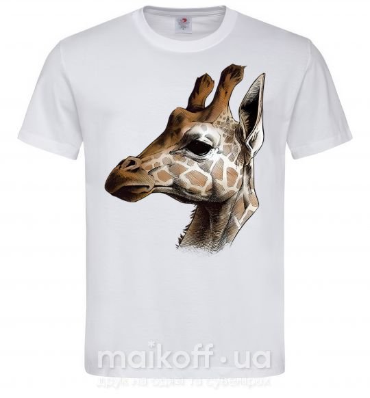 Мужская футболка Жираф карандашом Белый фото