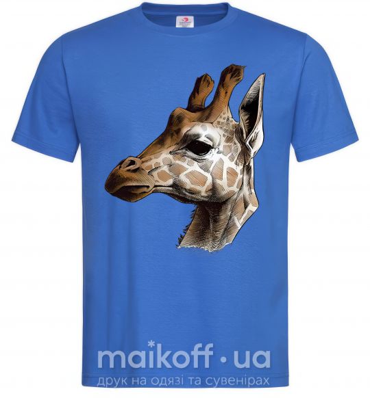 Мужская футболка Жираф карандашом Ярко-синий фото