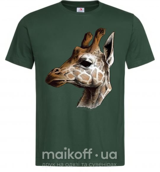 Мужская футболка Жираф карандашом Темно-зеленый фото