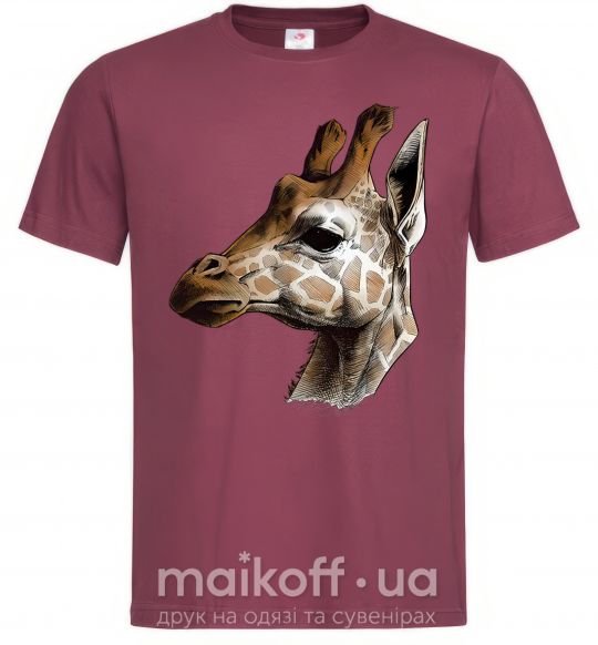 Мужская футболка Жираф карандашом Бордовый фото