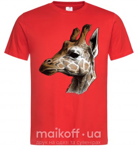 Мужская футболка Жираф карандашом Красный фото