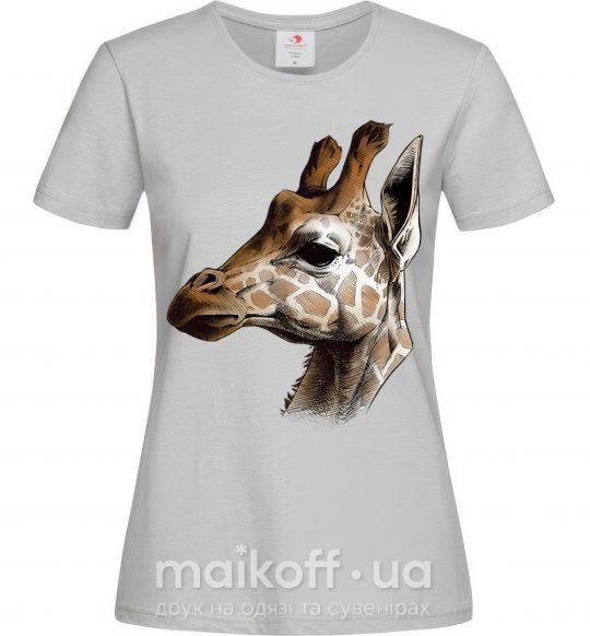 Женская футболка Жираф карандашом Серый фото