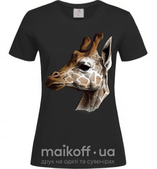 Жіноча футболка Жираф карандашом Чорний фото