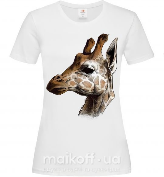 Женская футболка Жираф карандашом Белый фото
