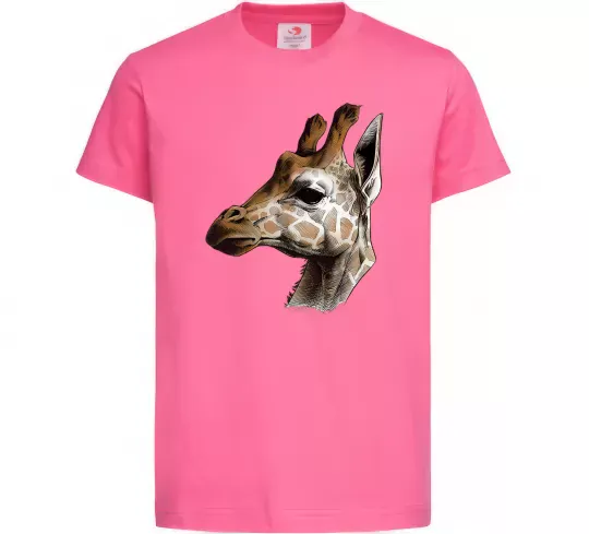 Дитяча футболка Жирафа олівцем Яскраво-рожевий фото