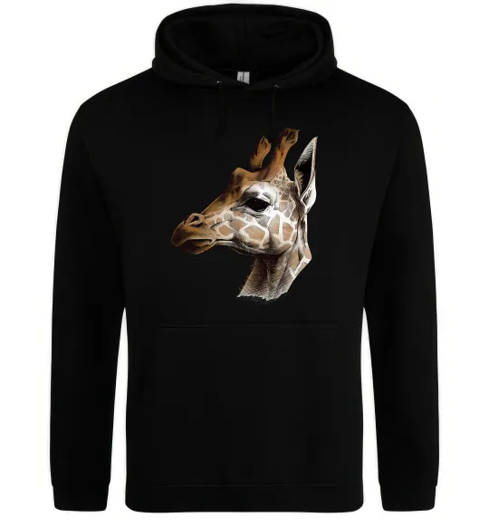 Мужская толстовка (худи) Жирафа олівцем Черный фото