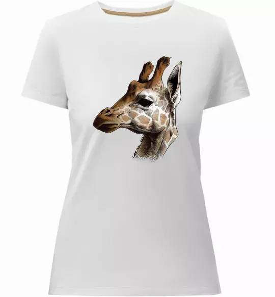 Жіноча преміум футболка Жирафа олівцем Білий фото