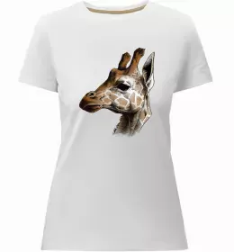 Женская премиум футболка Жираф акварель Белый фото