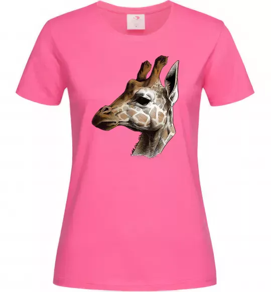 Жіноча футболка Жирафа олівцем Яскраво-рожевий фото