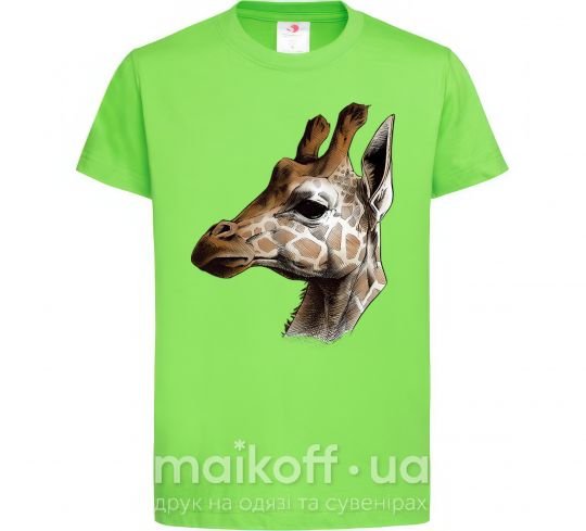 Детская футболка Жираф карандашом Лаймовый фото