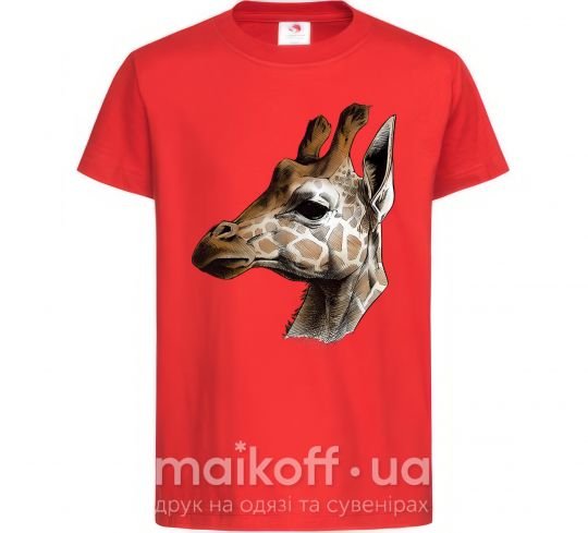 Детская футболка Жираф карандашом Красный фото
