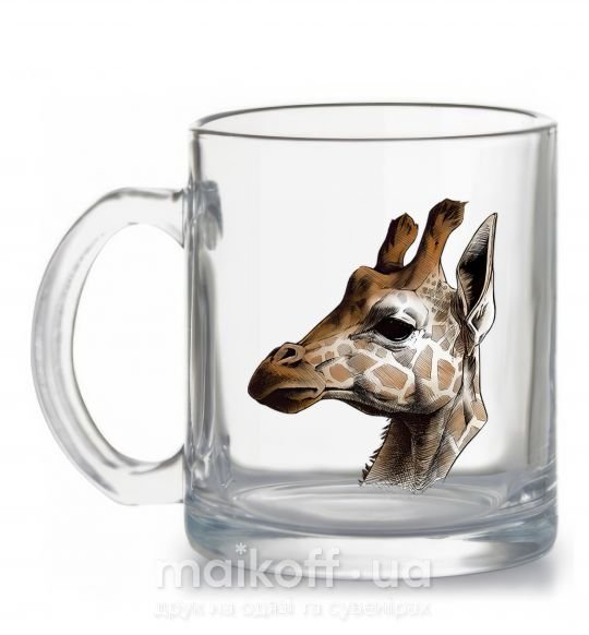 Чашка скляна Жираф карандашом Прозорий фото