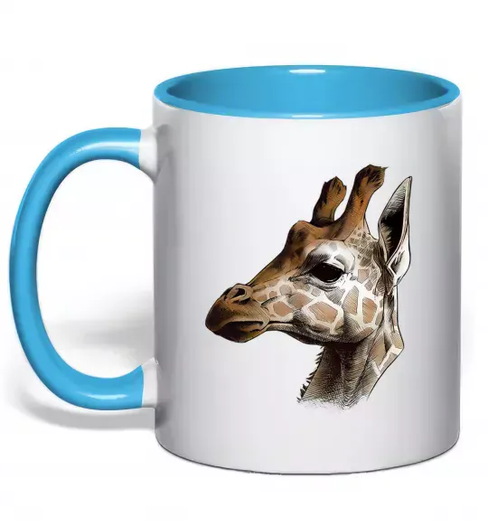 Чашка з кольоровою ручкою Жирафа олівцем Блакитний фото