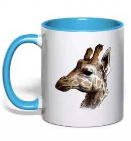 Чашка с цветной ручкой Жираф акварель Черный фото