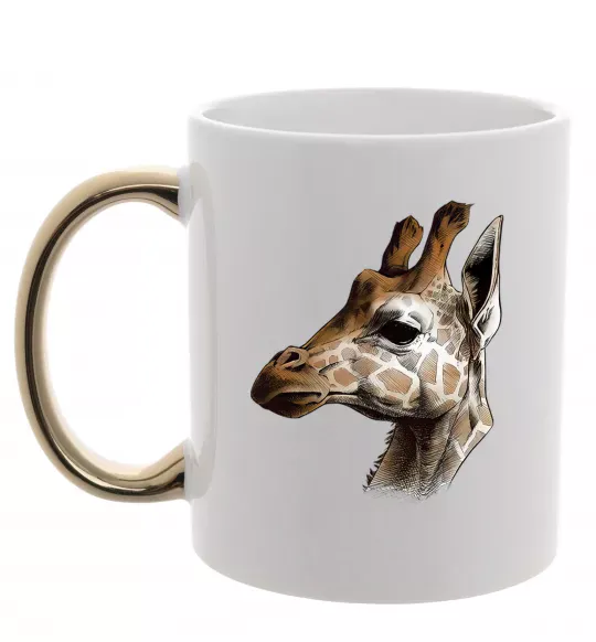 Чашка з кольоровою ручкою Жирафа олівцем Золото фото