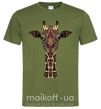 Мужская футболка Жираф в рисунках Оливковый фото