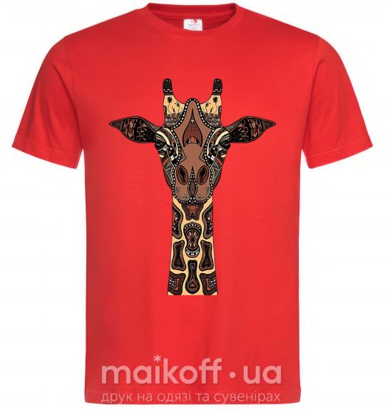 Мужская футболка Жираф в рисунках Красный фото