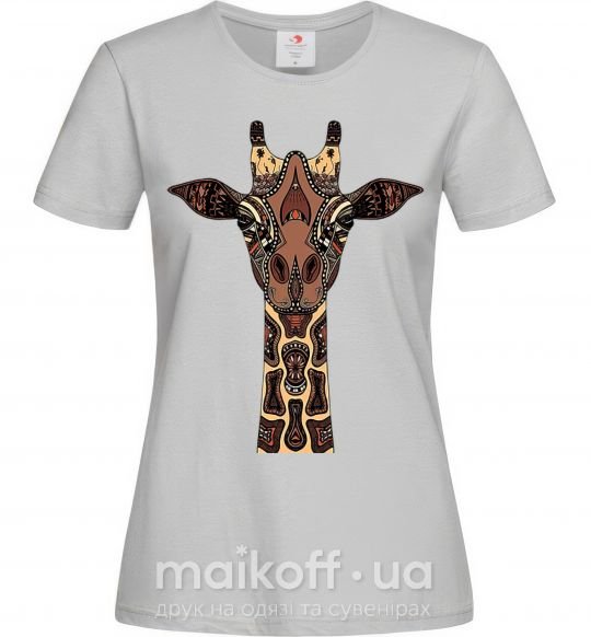 Женская футболка Жираф в рисунках Серый фото