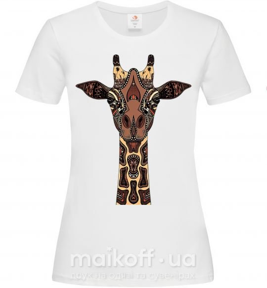 Женская футболка Жираф в рисунках Белый фото