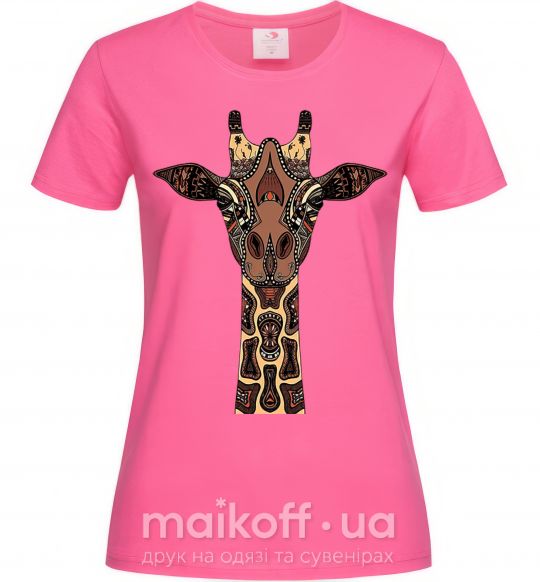 Женская футболка Жираф в рисунках Ярко-розовый фото