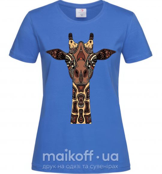 Жіноча футболка Жираф в рисунках Яскраво-синій фото