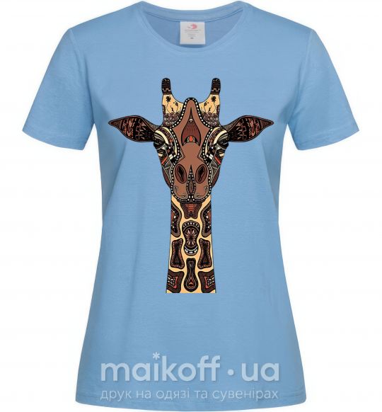 Жіноча футболка Жираф в рисунках Блакитний фото