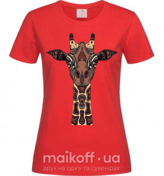 Жіноча футболка Жираф в рисунках Червоний фото