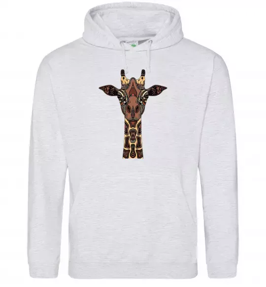 Чоловіча толстовка (худі) Жирафа в малюнках Сірий меланж фото