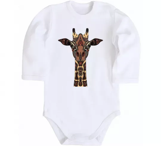 Дитячий бодік Жирафа в малюнках Білий фото