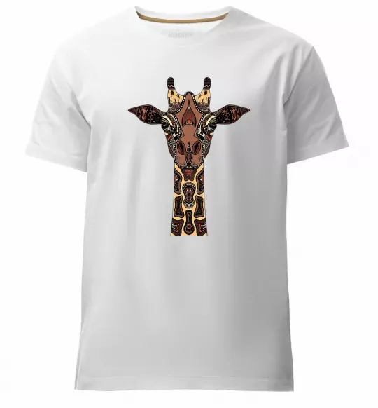 Мужская премиум футболка Жирафа в малюнках Белый фото