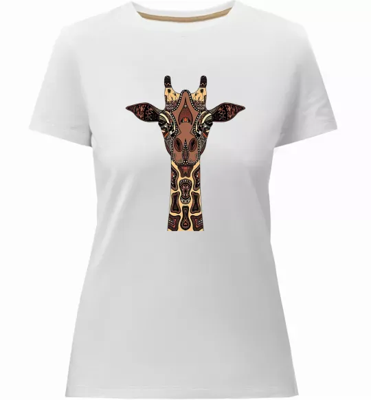 Жіноча преміум футболка Жирафа в малюнках Білий фото
