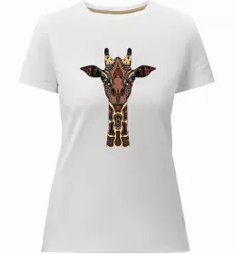 Женская премиум футболка Жираф акварель Белый фото