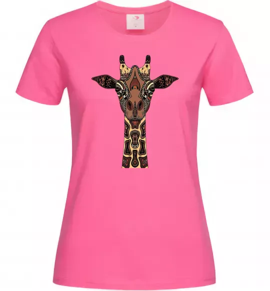 Женская футболка Жирафа в малюнках Ярко-розовый фото