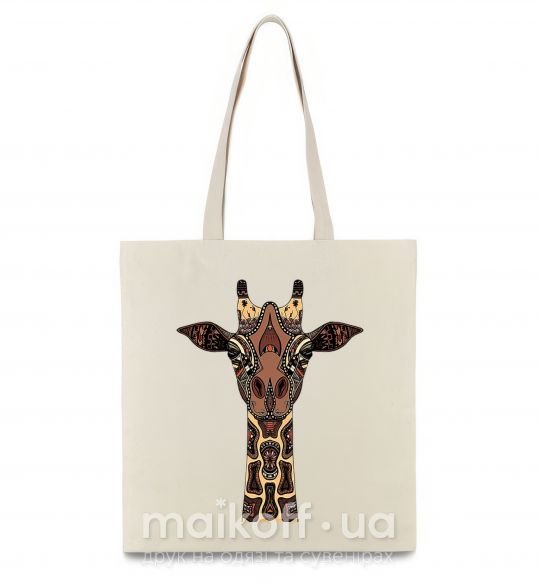 Еко-сумка Жираф в рисунках Бежевий фото