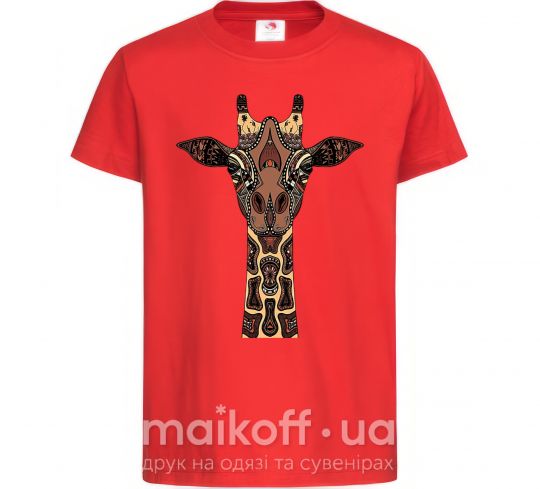 Детская футболка Жираф в рисунках Красный фото