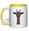 Чашка с цветной ручкой Жирафа в малюнках Лимонный фото