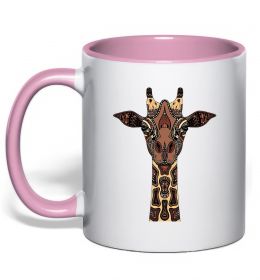 Чашка з кольоровою ручкою Жирафа в малюнках
