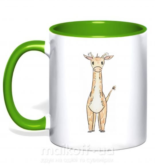 Чашка с цветной ручкой Жирафик акварельный Зеленый фото