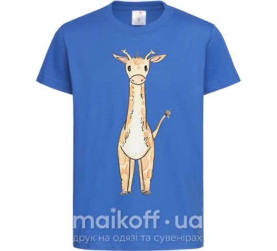 Детская футболка Жирафик акварельный Ярко-синий фото